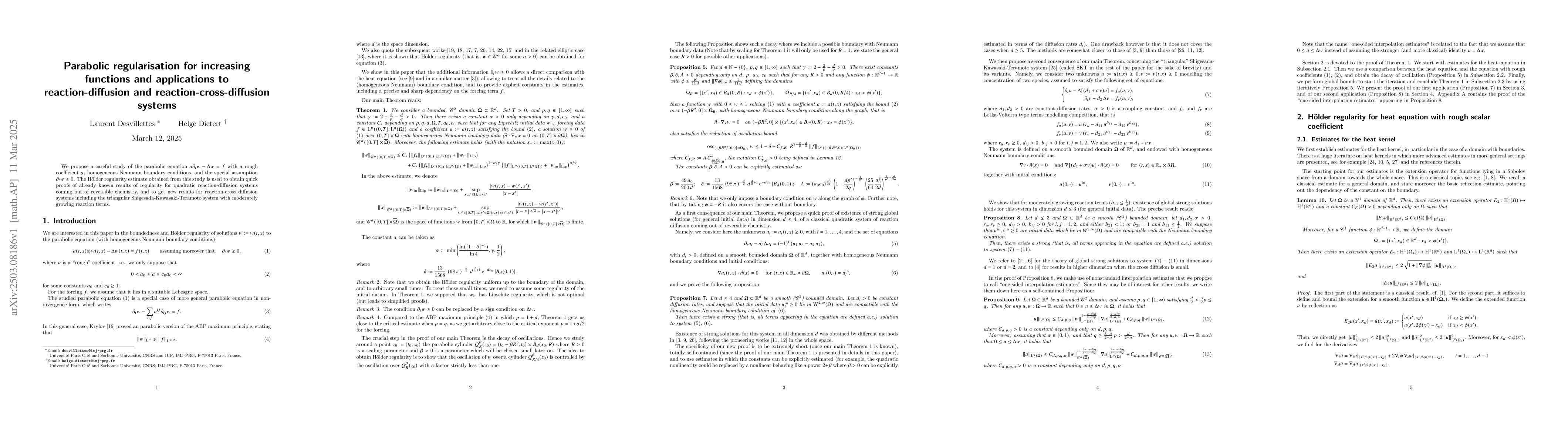 Thumbnail for Parabolic regularisation for increasing functions and applications to
  reaction-diffusion and reaction-cross-diffusion systems