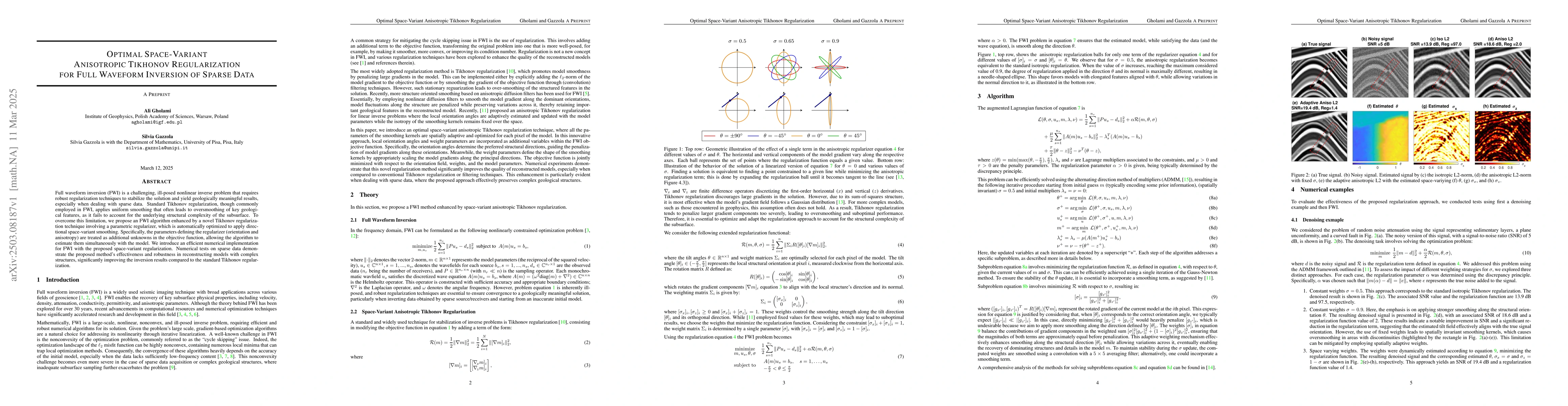 Thumbnail for Optimal Space-Variant Anisotropic Tikhonov Regularization for Full
  Waveform Inversion of Sparse Data