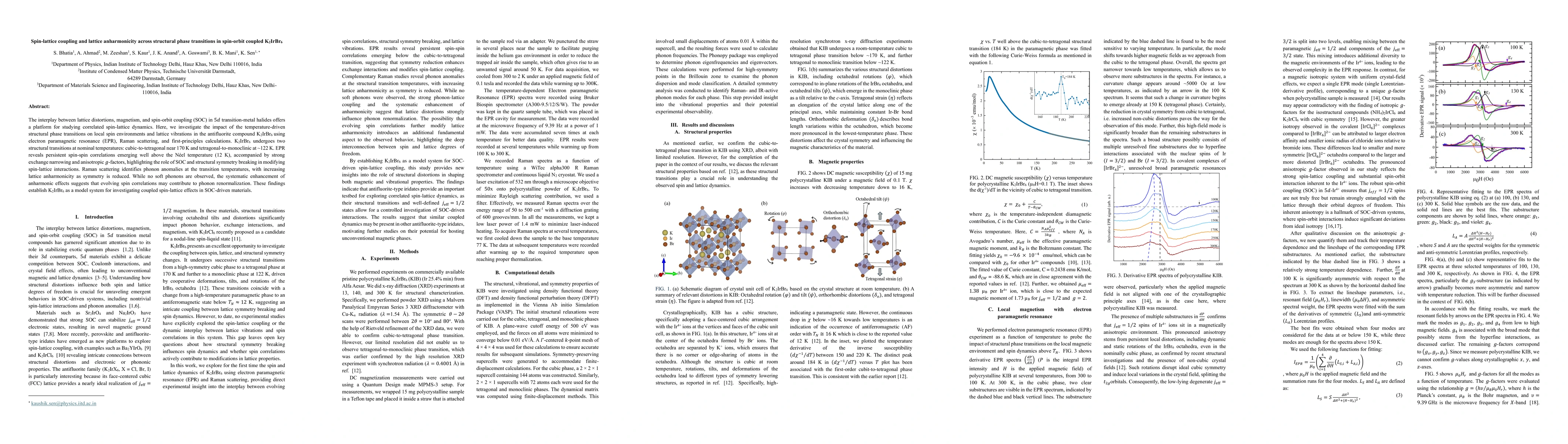 Thumbnail for Spin-lattice coupling and lattice anharmonicity across structural phase
  transitions in spin-orbit coupled K2IrBr6