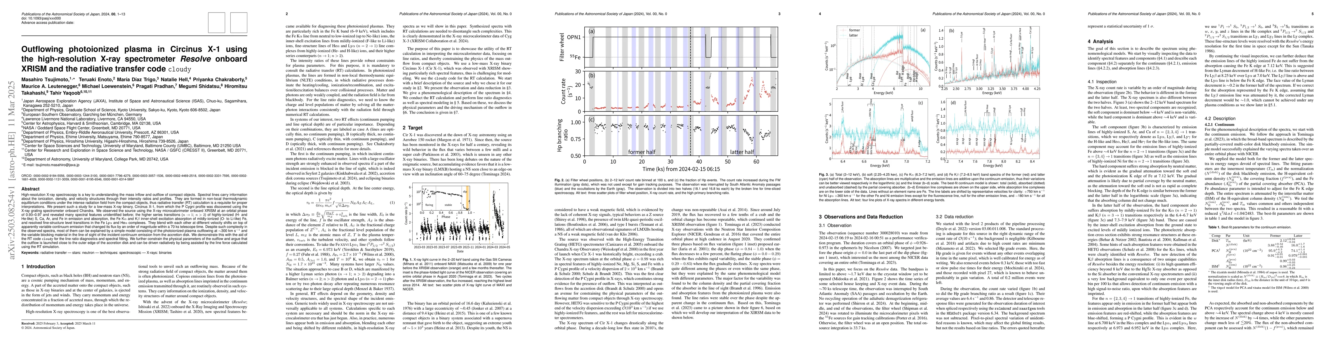 Thumbnail for Outflowing photoionized plasma in Circinus X-1 using the high-resolution
  X-ray spectrometer Resolve onboard XRISM and the radiative transfer code
  cloudy