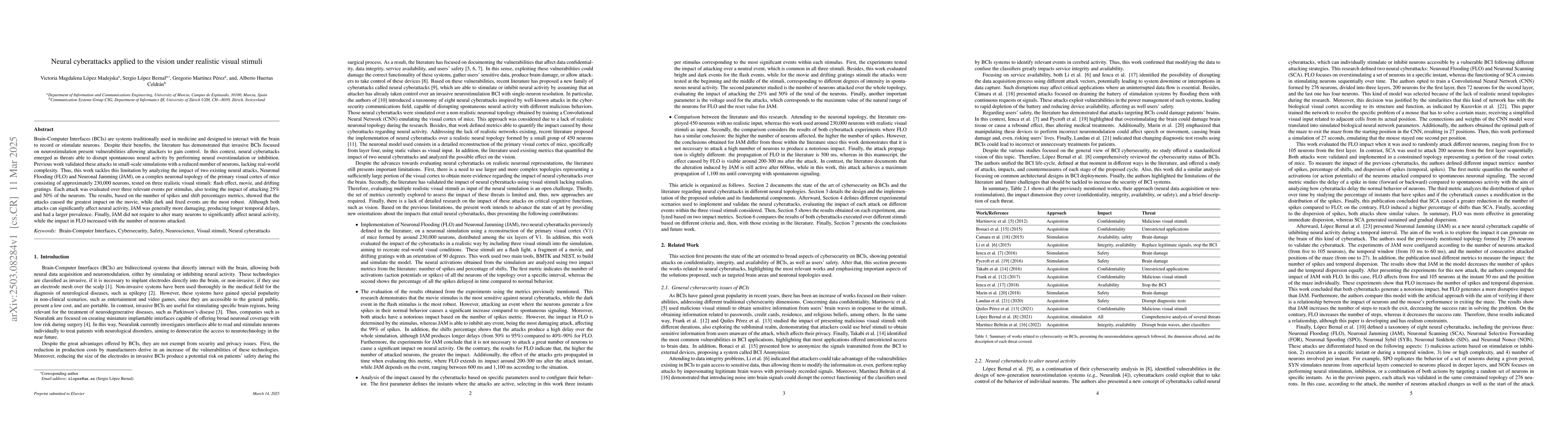 Thumbnail for Neural cyberattacks applied to the vision under realistic visual stimuli