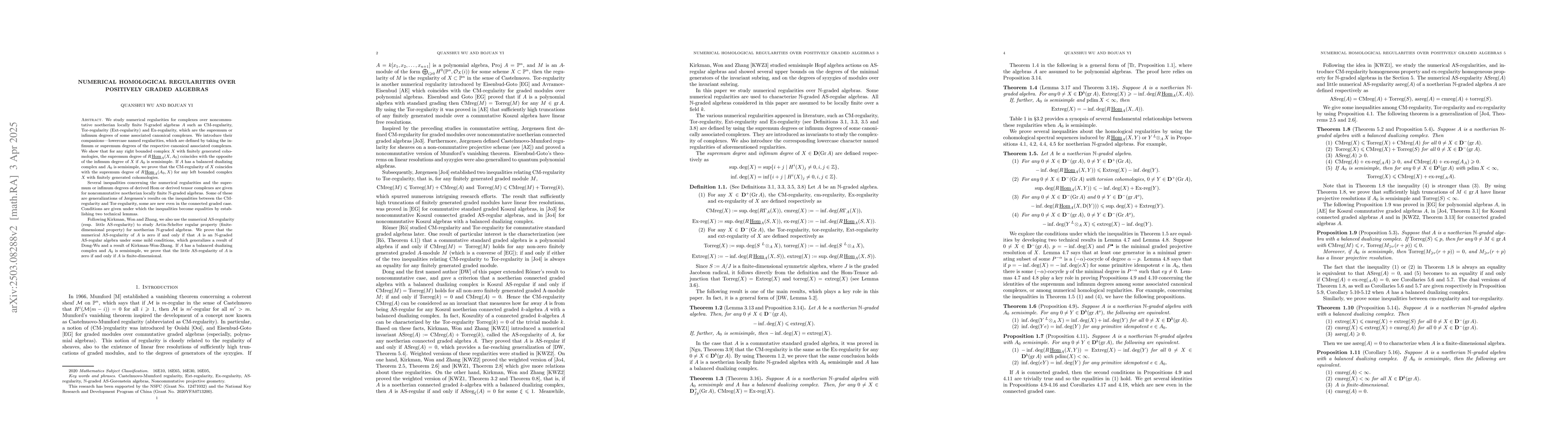 Thumbnail for Numerical homological regularities over positively graded algebras