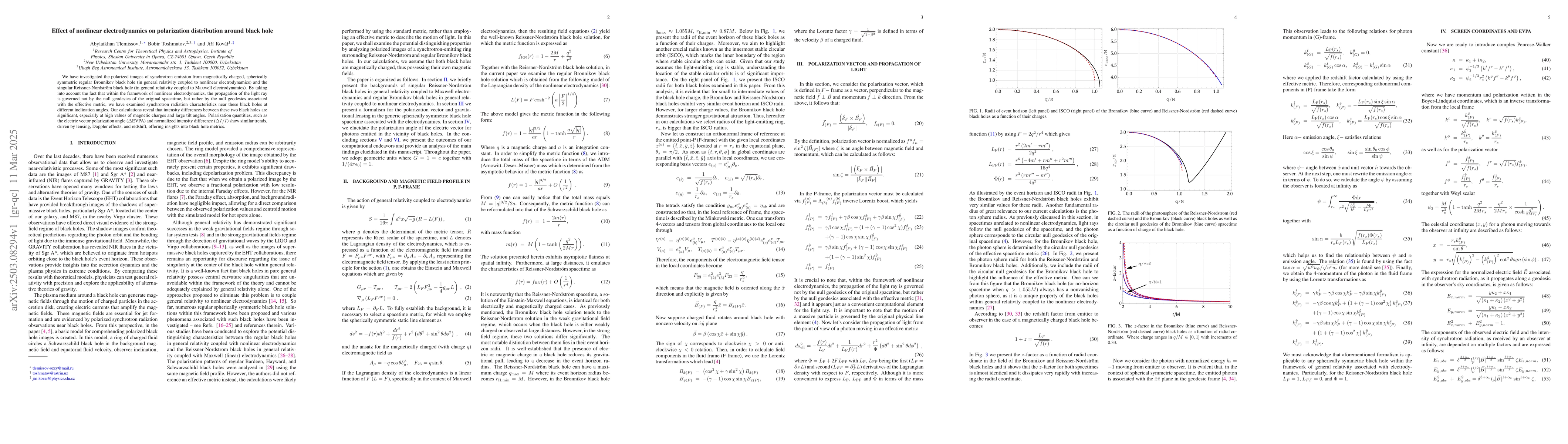 Thumbnail for Effect of nonlinear electrodynamics on polarization distribution around
  black hole