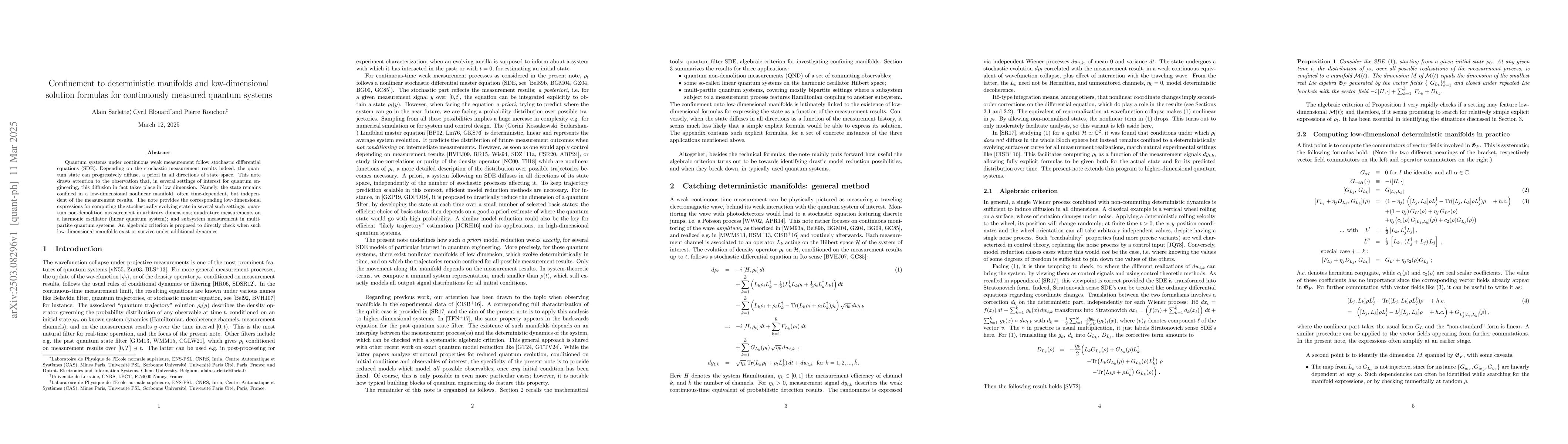 Thumbnail for Confinement to deterministic manifolds and low-dimensional solution
  formulas for continuously measured quantum systems