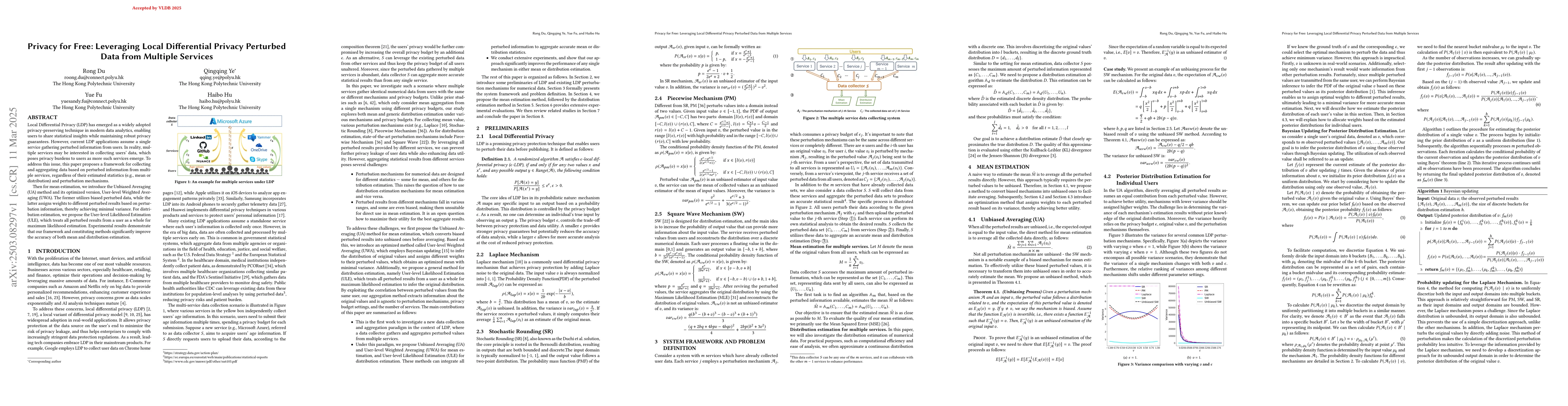 Thumbnail for Privacy for Free: Leveraging Local Differential Privacy Perturbed Data
  from Multiple Services