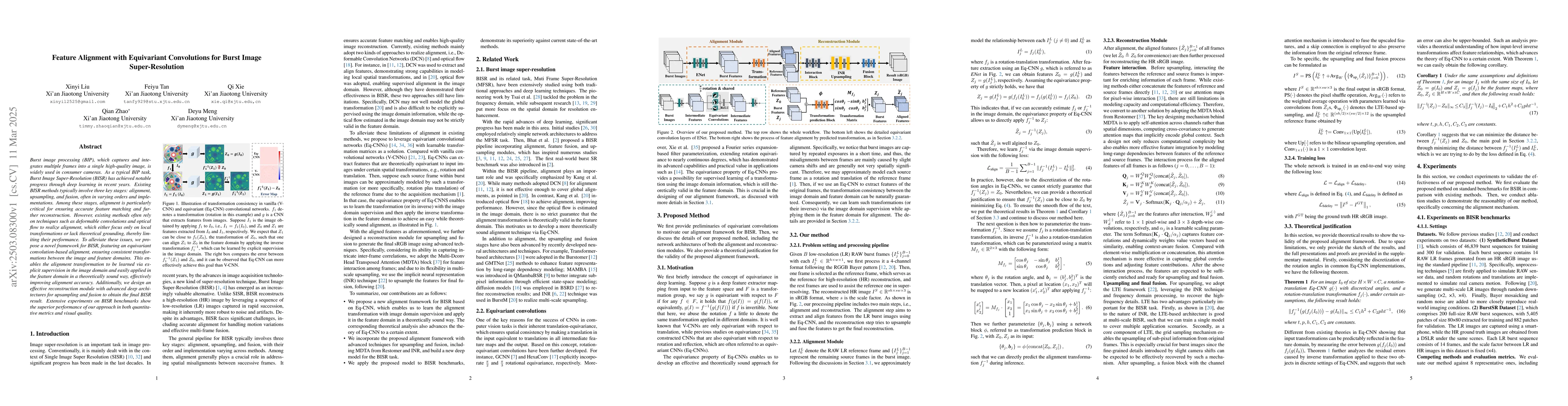 Thumbnail for Feature Alignment with Equivariant Convolutions for Burst Image
  Super-Resolution
