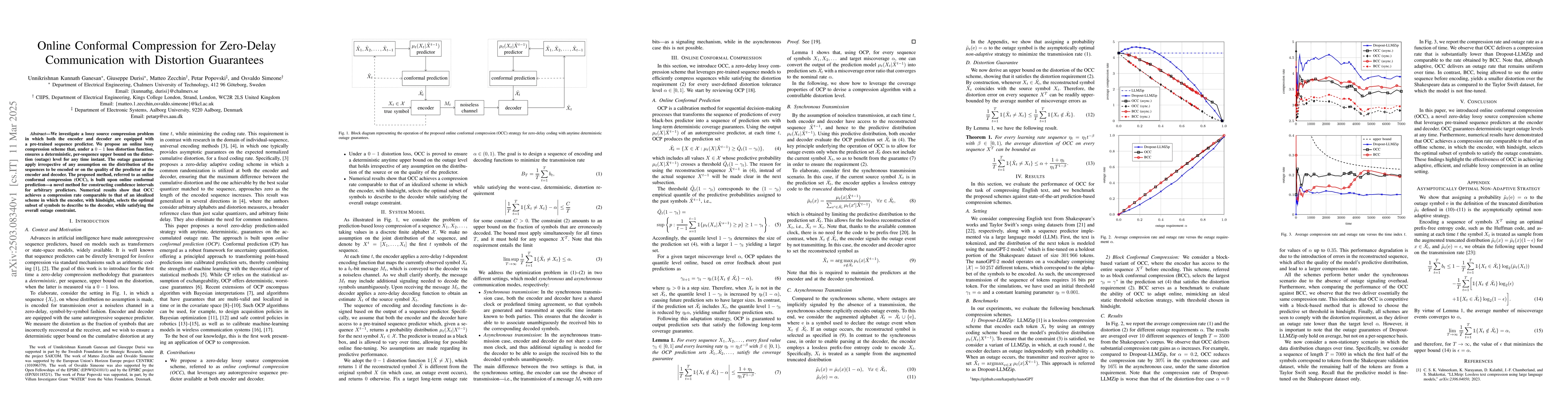 Thumbnail for Online Conformal Compression for Zero-Delay Communication with
  Distortion Guarantees