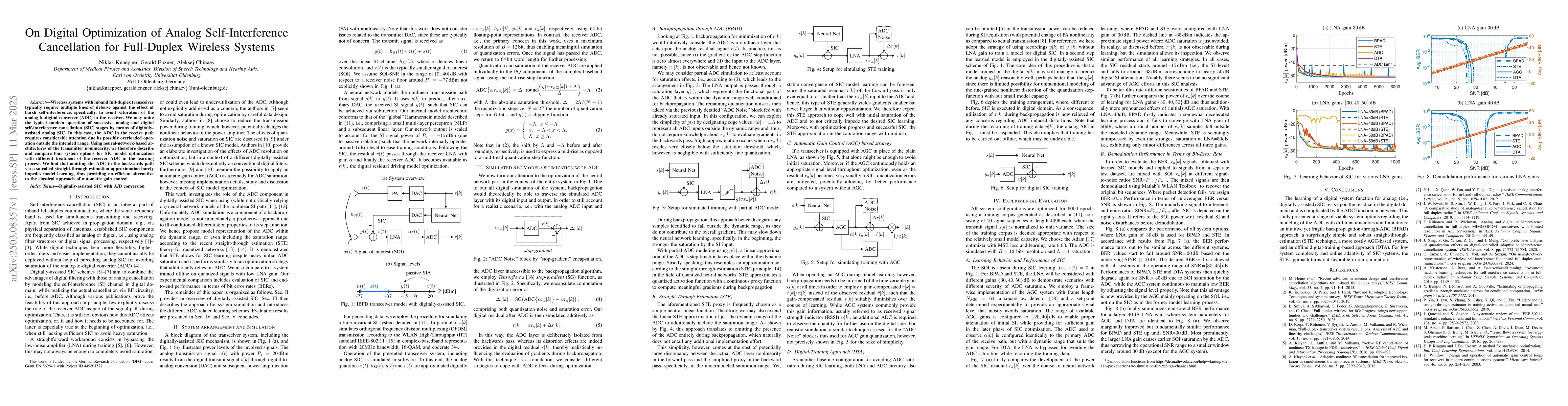 Thumbnail for On Digital Optimization of Analog Self-Interference Cancellation for
  Full-Duplex Wireless Systems