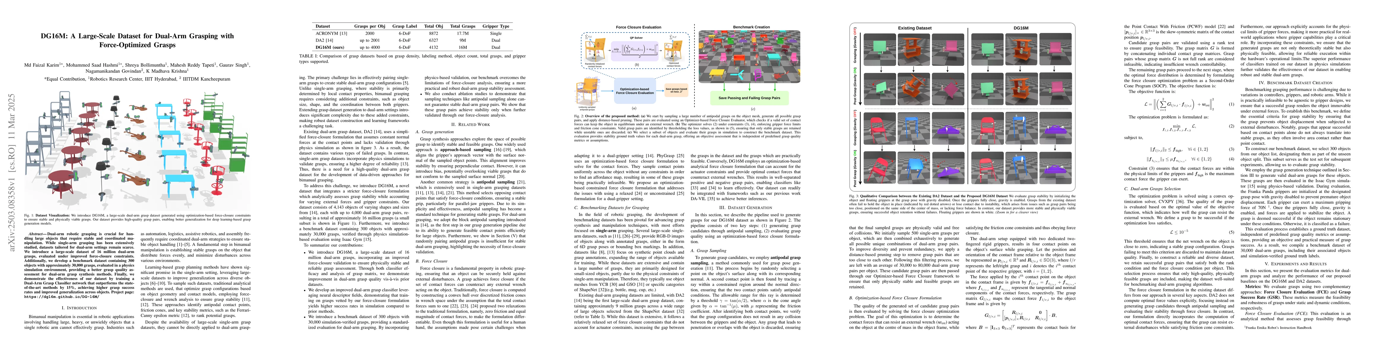 Thumbnail for DG16M: A Large-Scale Dataset for Dual-Arm Grasping with Force-Optimized
  Grasps