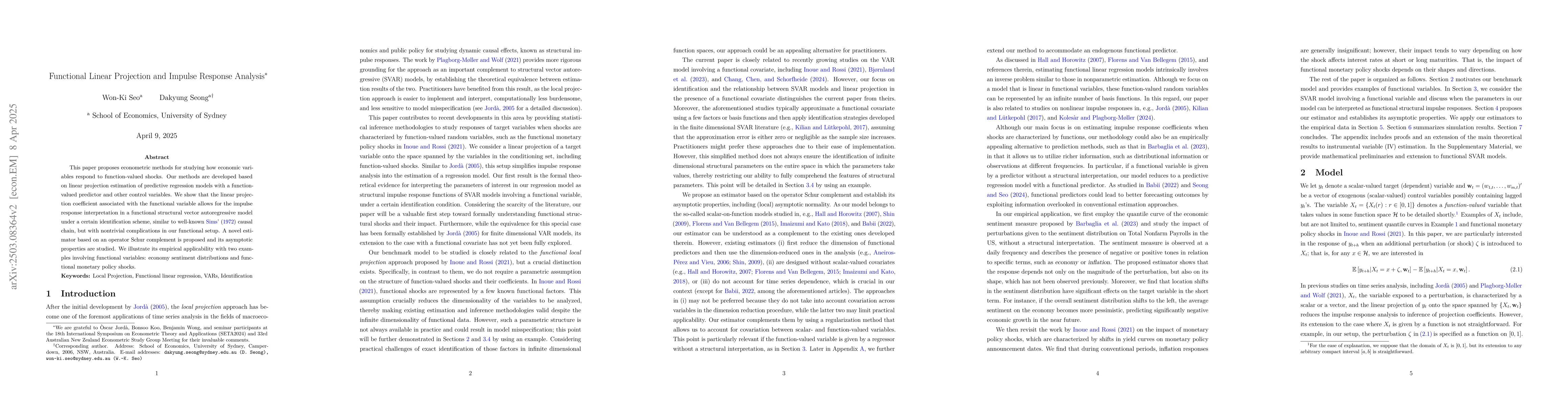 Thumbnail for Functional Linear Projection and Impulse Response Analysis