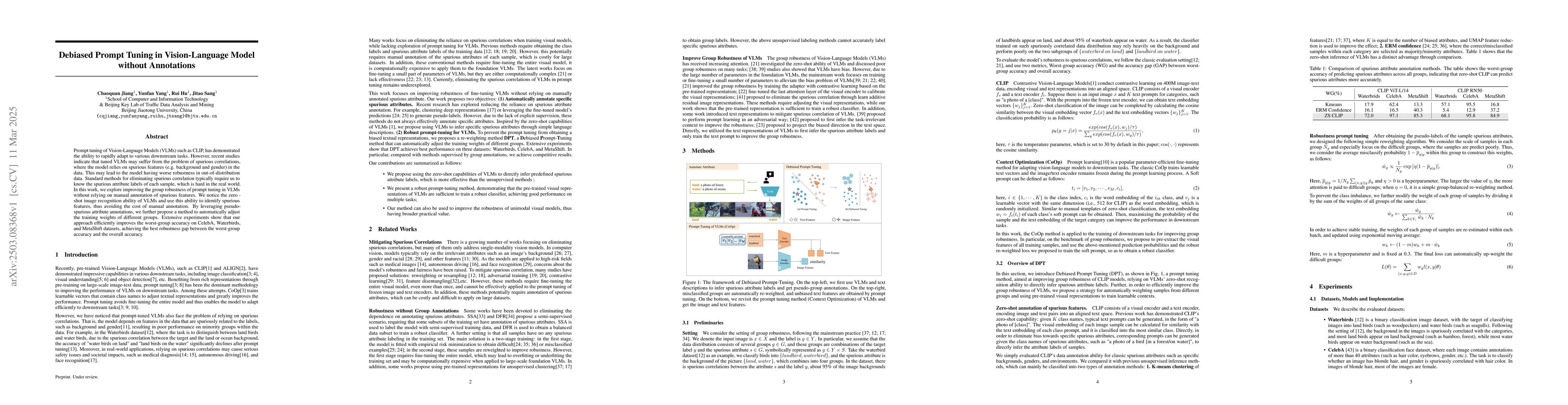 Thumbnail for Debiased Prompt Tuning in Vision-Language Model without Annotations