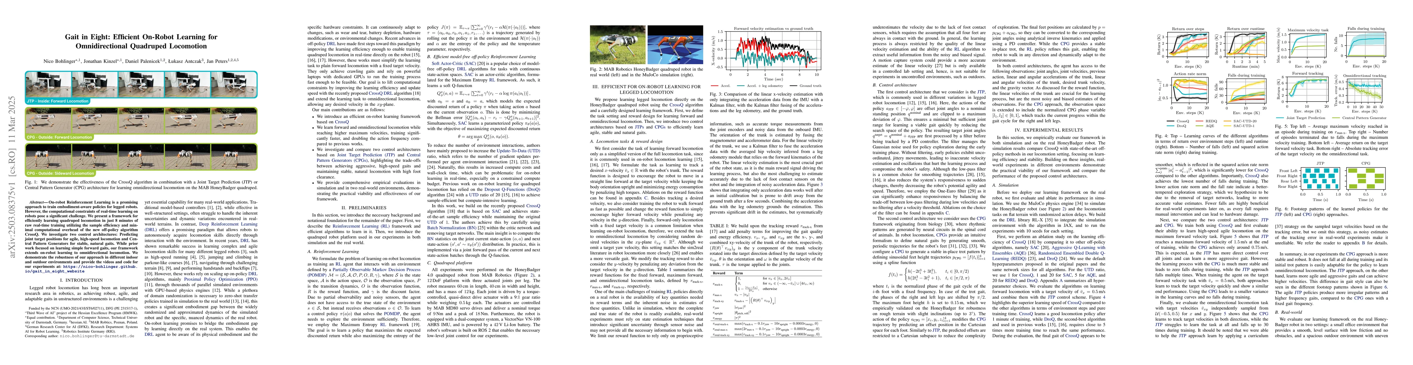 Thumbnail for Gait in Eight: Efficient On-Robot Learning for Omnidirectional Quadruped
  Locomotion