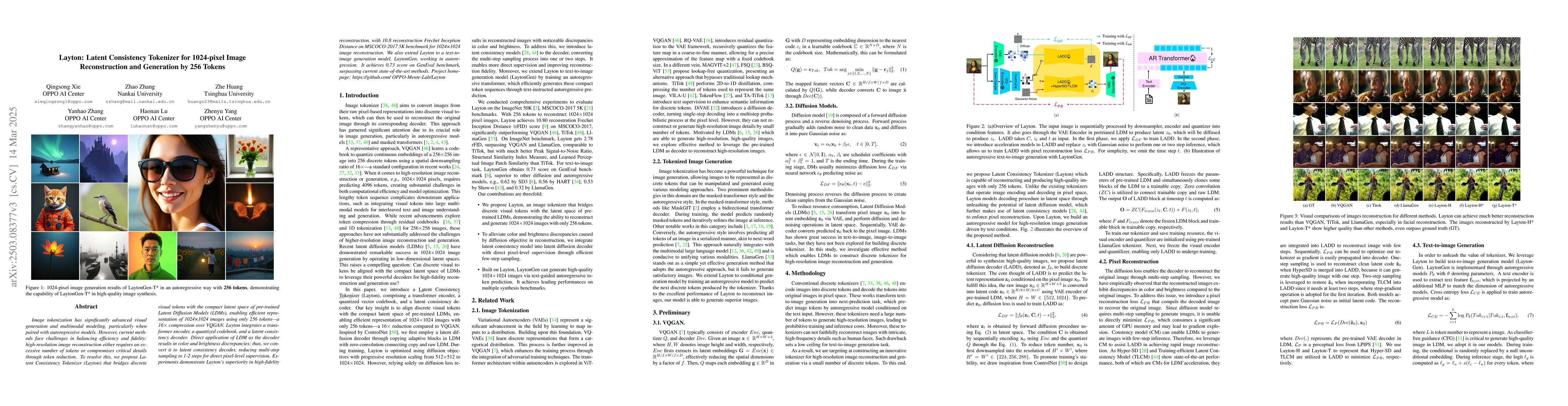 Thumbnail for Layton: Latent Consistency Tokenizer for 1024-pixel Image Reconstruction
  and Generation by 256 Tokens