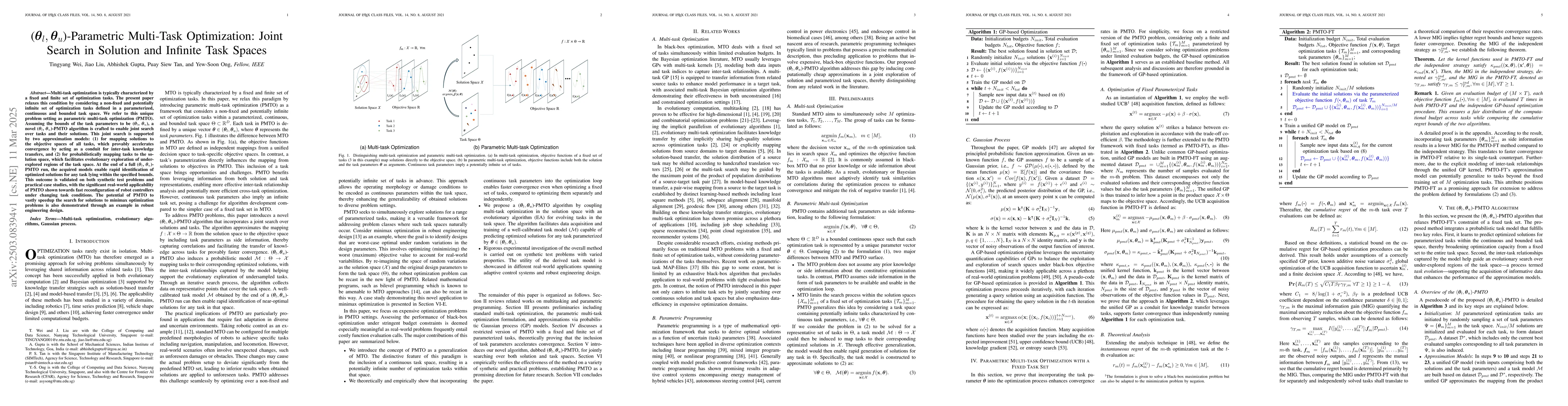 Thumbnail for ($\boldsymbolθ_l, \boldsymbolθ_u$)-Parametric Multi-Task
  Optimization: Joint Search in Solution and Infinite Task Spaces