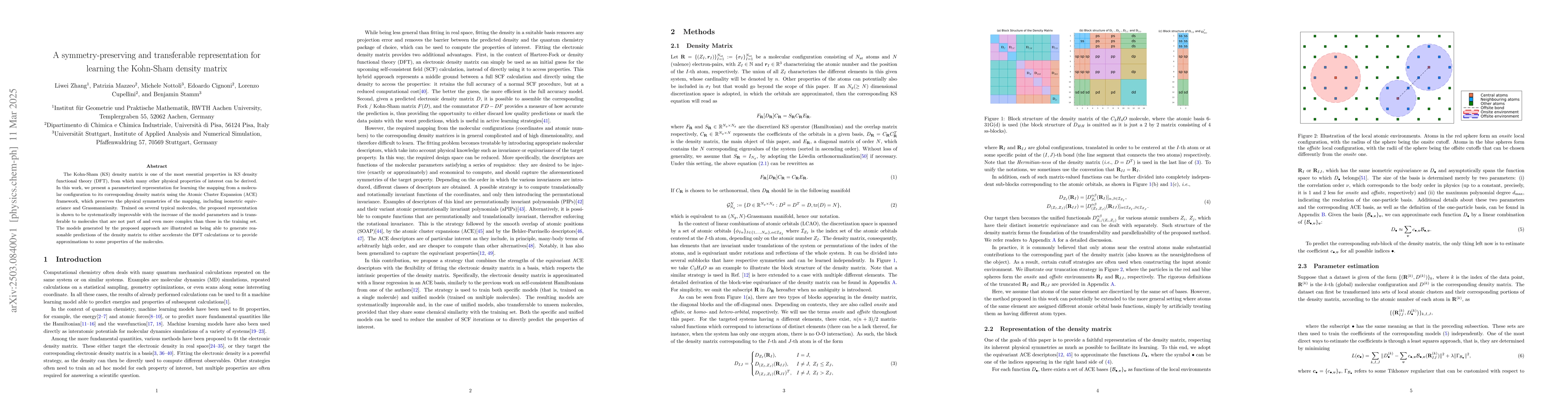 Thumbnail for A symmetry-preserving and transferable representation for learning the
  Kohn-Sham density matrix