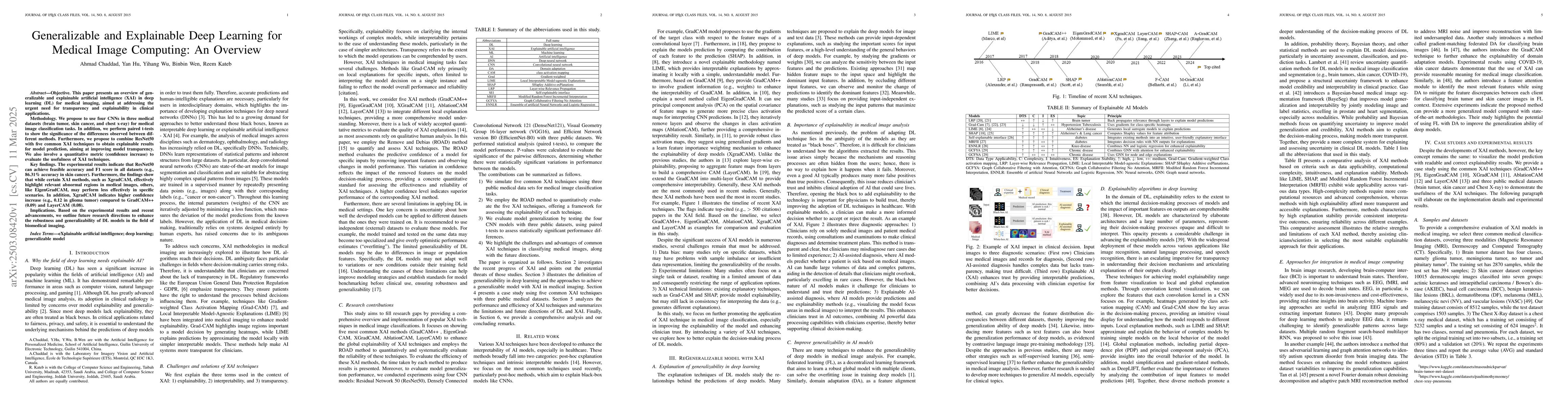 Thumbnail for Generalizable and Explainable Deep Learning for Medical Image Computing:
  An Overview