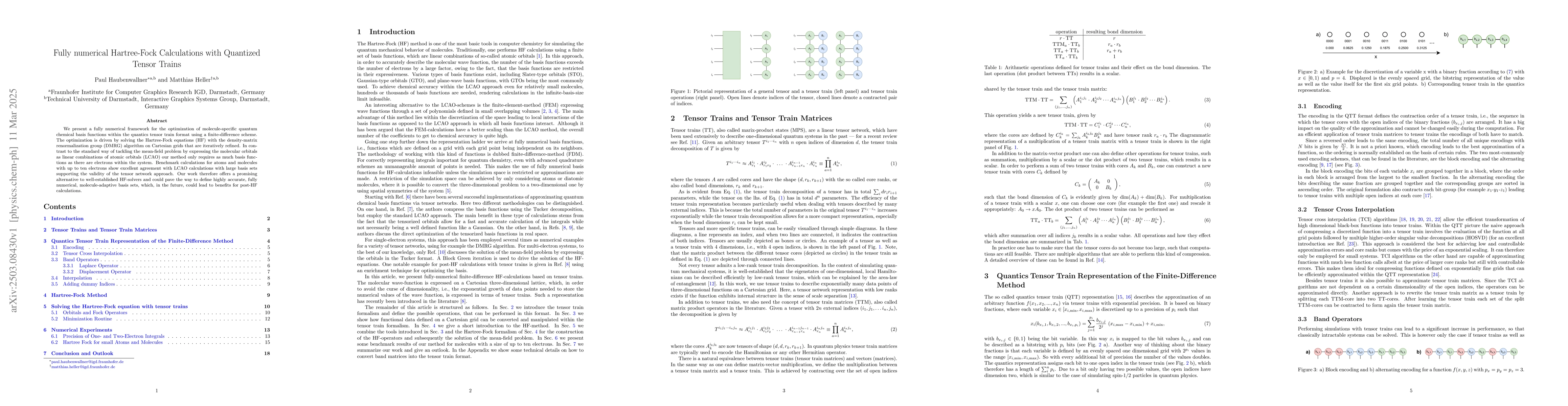 Thumbnail for Fully numerical Hartree-Fock Calculations with Quantized Tensor Trains