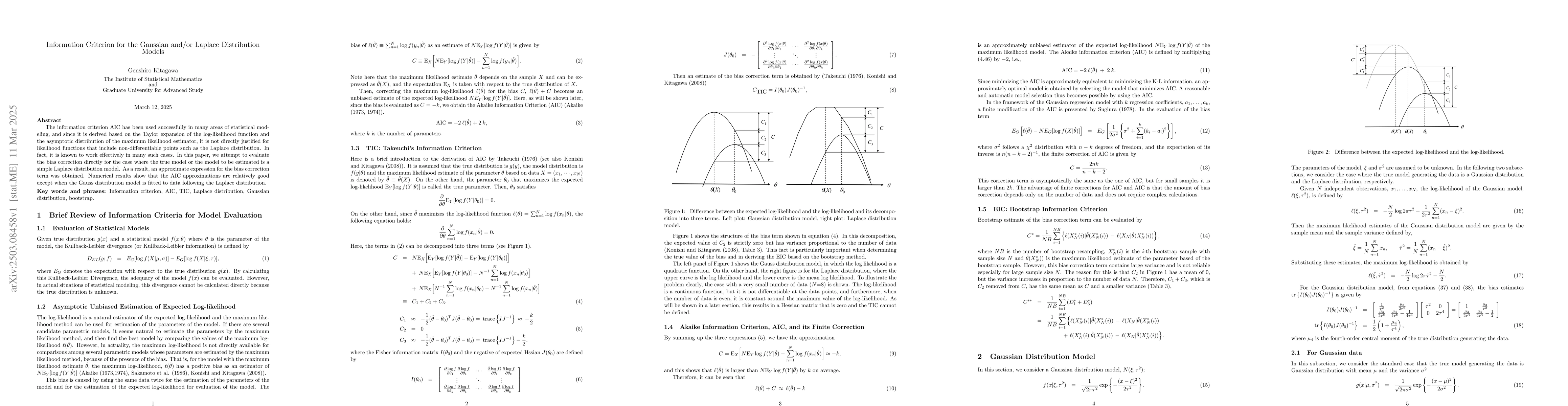 Thumbnail for Information Criterion for the Gaussian and/or Laplace Distribution
  Models