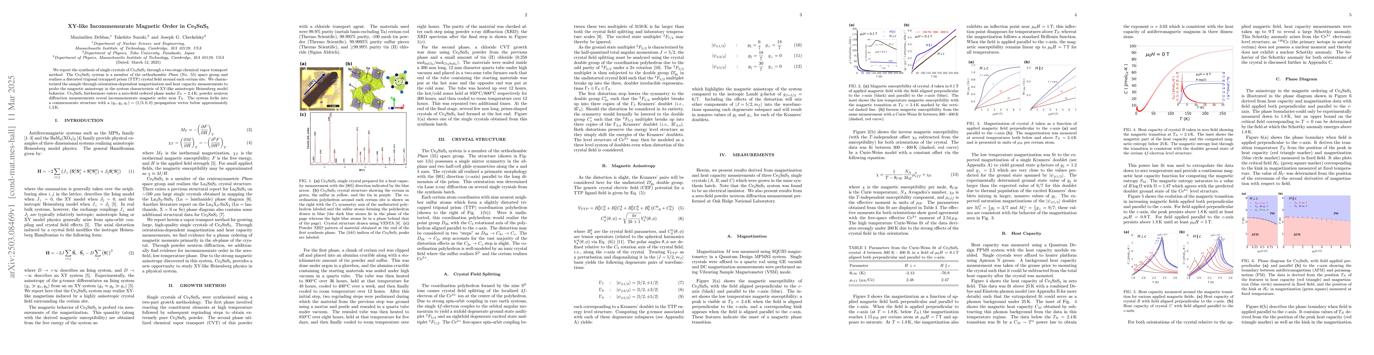 Thumbnail for XY-like Incommensurate Magnetic Order in Ce$_2$SnS$_5$