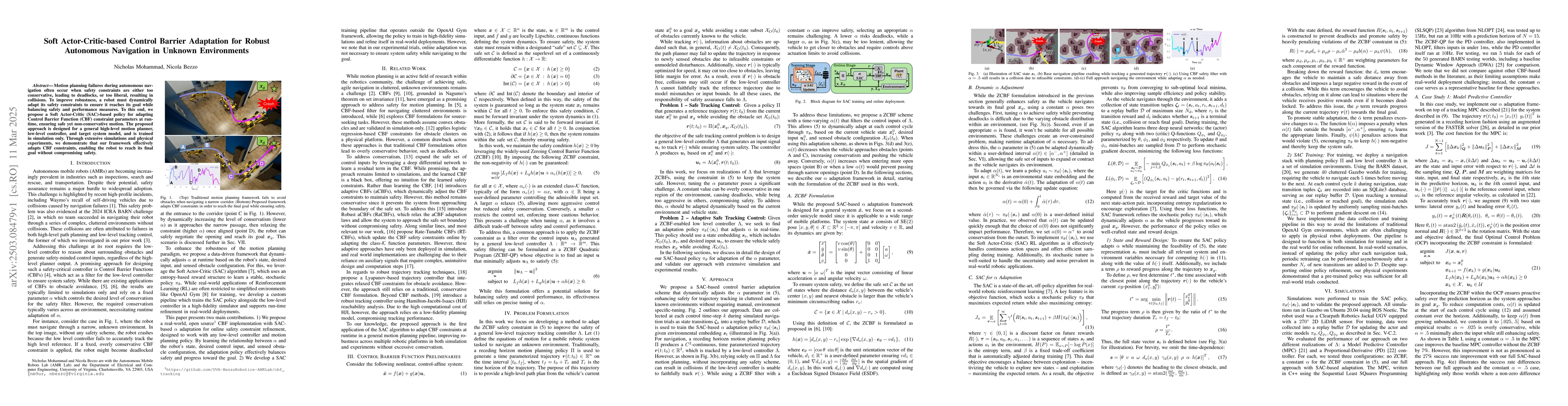Thumbnail for Soft Actor-Critic-based Control Barrier Adaptation for Robust Autonomous
  Navigation in Unknown Environments