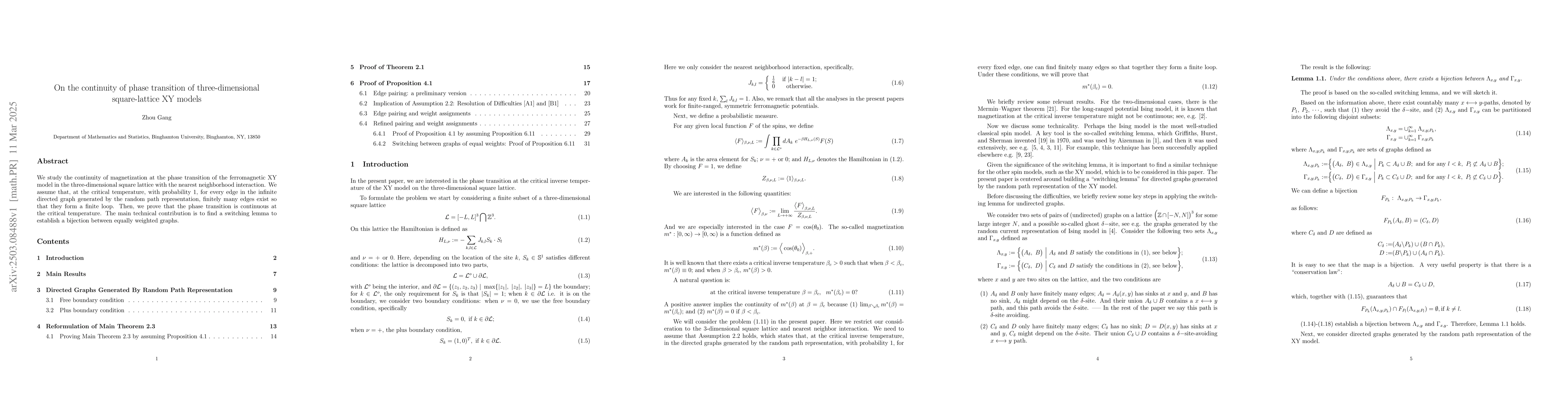Thumbnail for On the continuity of phase transition of three-dimensional
  square-lattice XY models