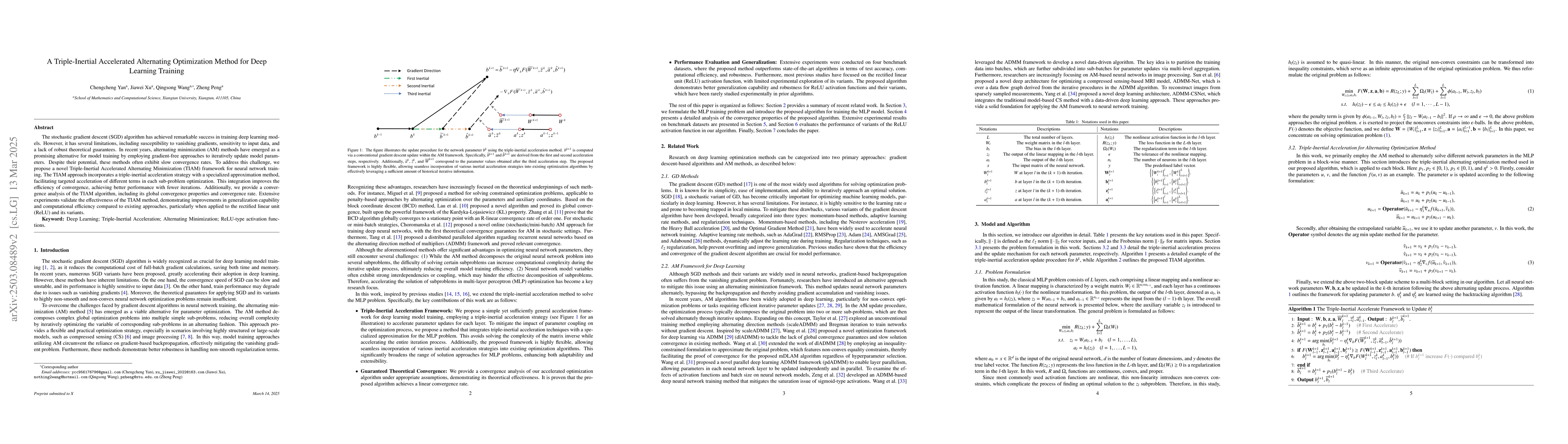 Thumbnail for A Triple-Inertial Accelerated Alternating Optimization Method for Deep
  Learning Training
