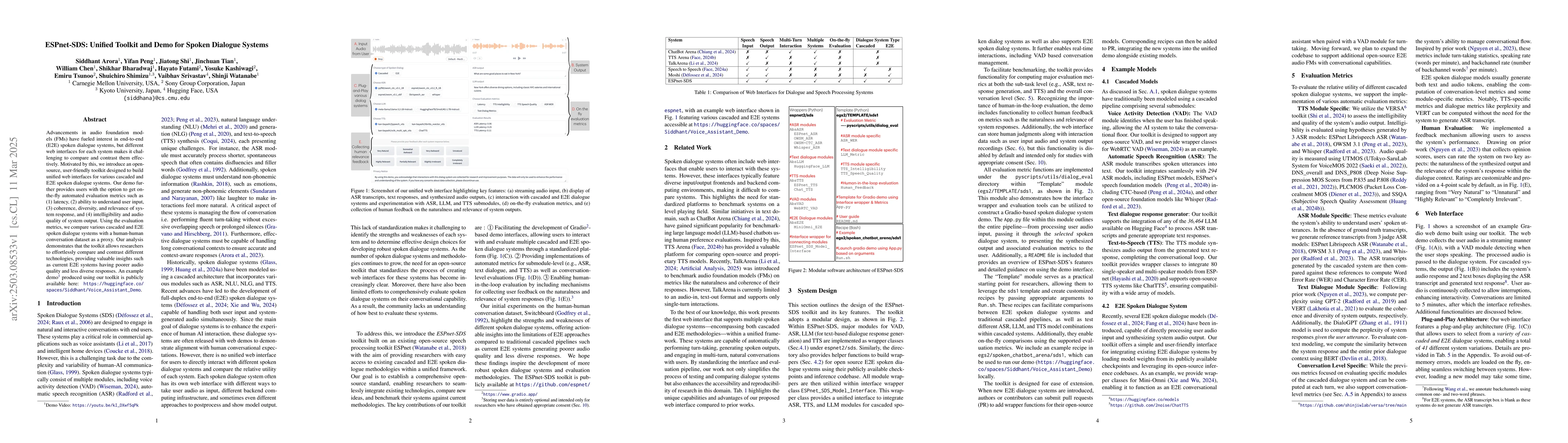 Thumbnail for ESPnet-SDS: Unified Toolkit and Demo for Spoken Dialogue Systems