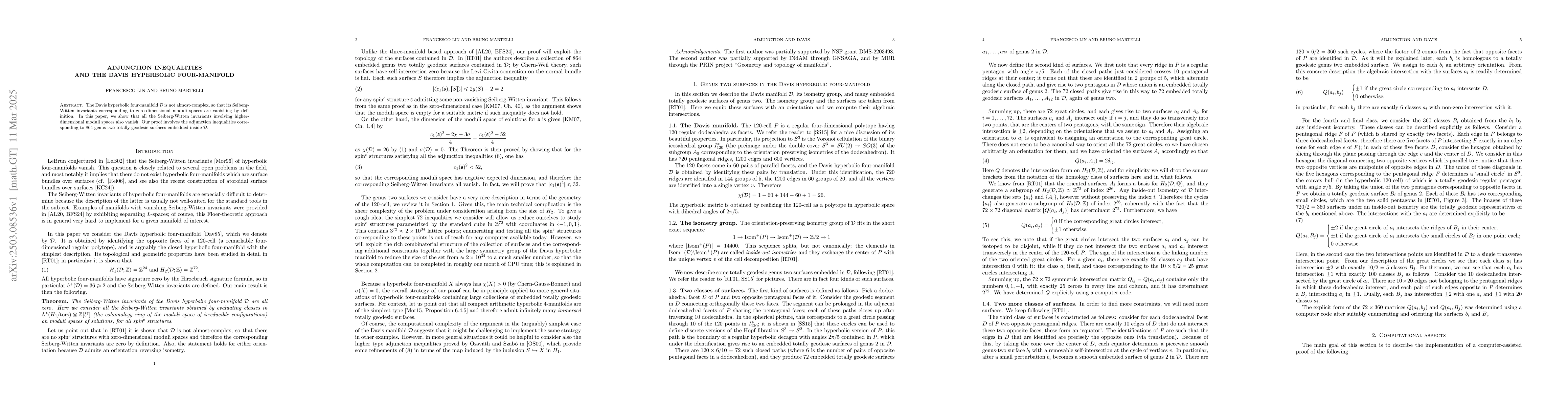 Thumbnail for Adjunction inequalities and the Davis hyperbolic four-manifold
