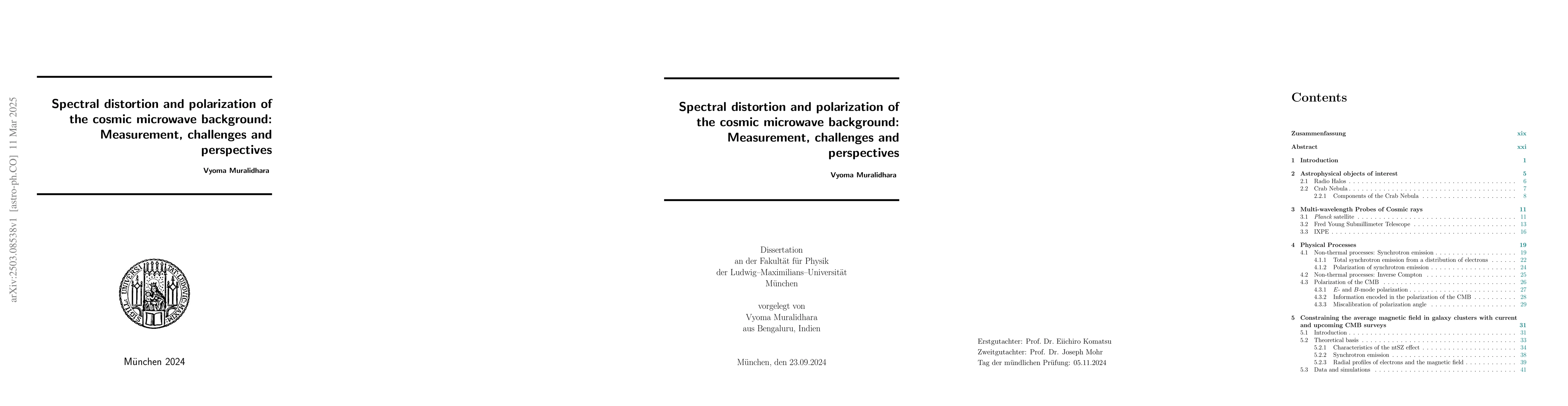Thumbnail for Spectral distortion and polarization of the cosmic microwave background:
  Measurement, challenges and perspectives