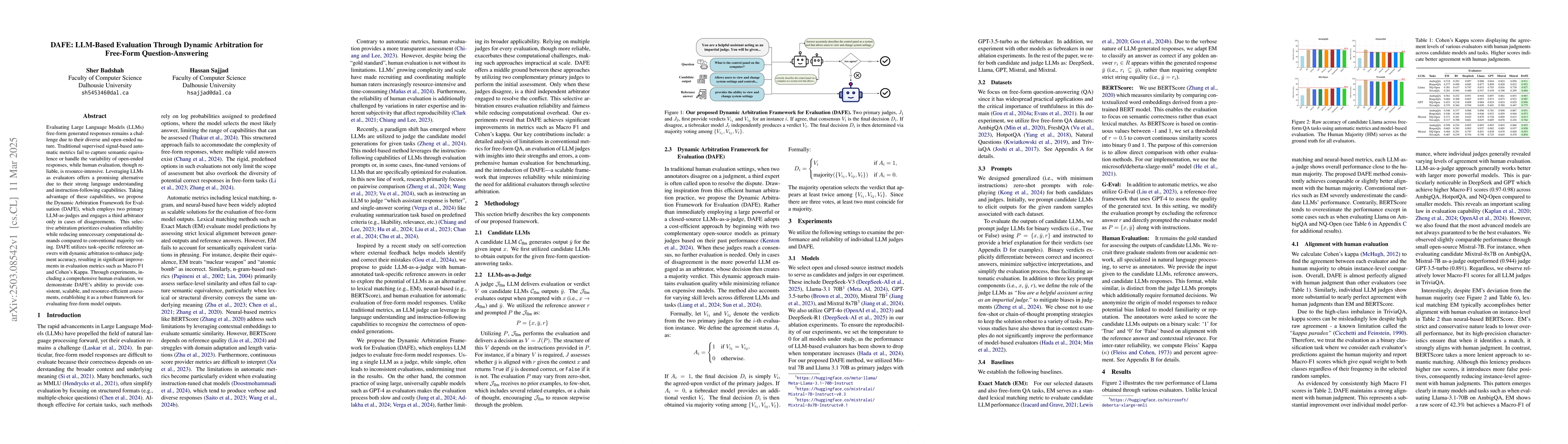 Thumbnail for DAFE: LLM-Based Evaluation Through Dynamic Arbitration for Free-Form
  Question-Answering