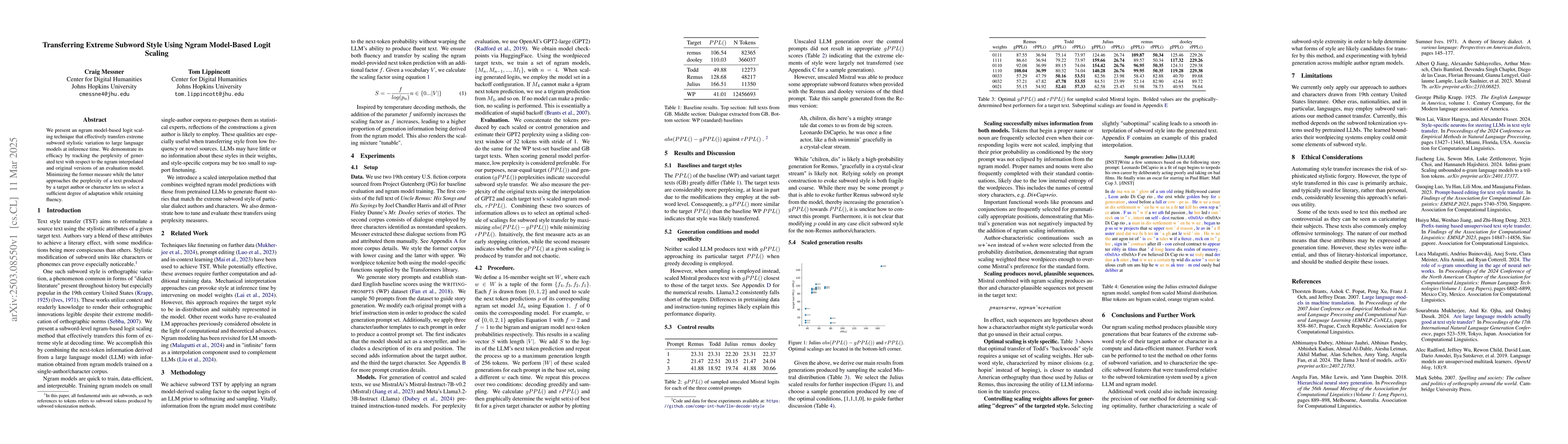 Thumbnail for Transferring Extreme Subword Style Using Ngram Model-Based Logit Scaling