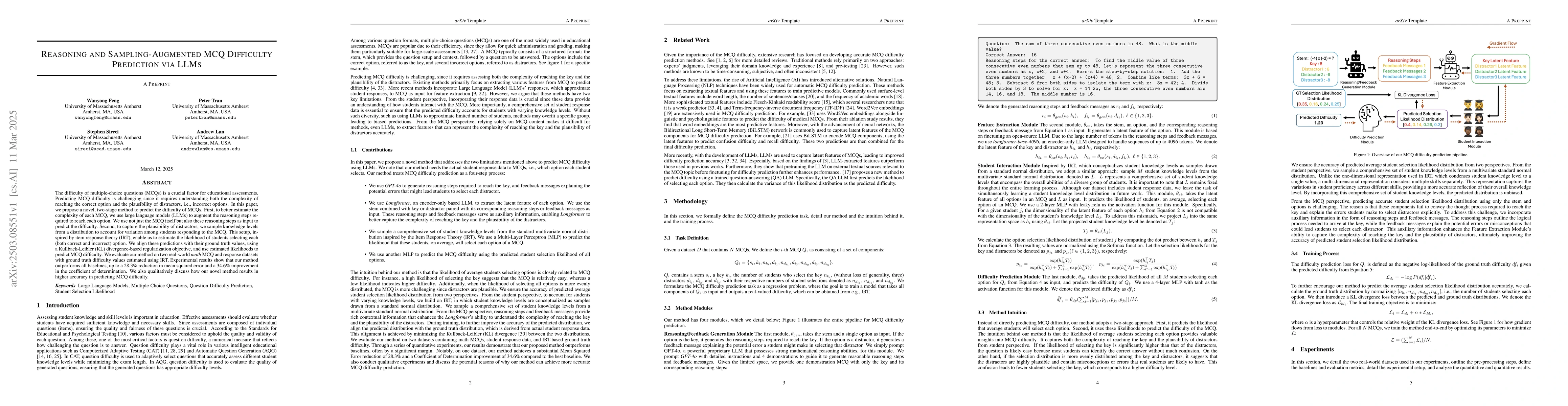 Thumbnail for Reasoning and Sampling-Augmented MCQ Difficulty Prediction via LLMs