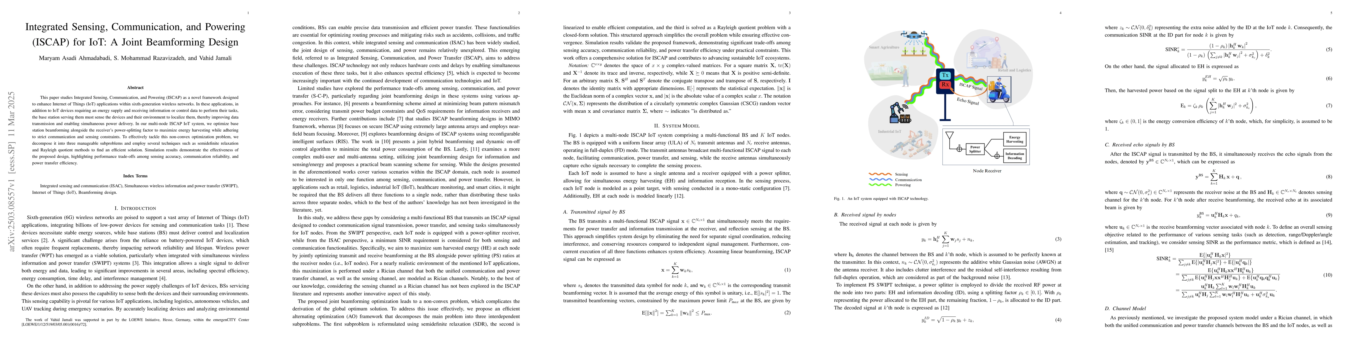 Thumbnail for Integrated Sensing, Communication, and Powering (ISCAP) for IoT: A Joint
  Beamforming Design