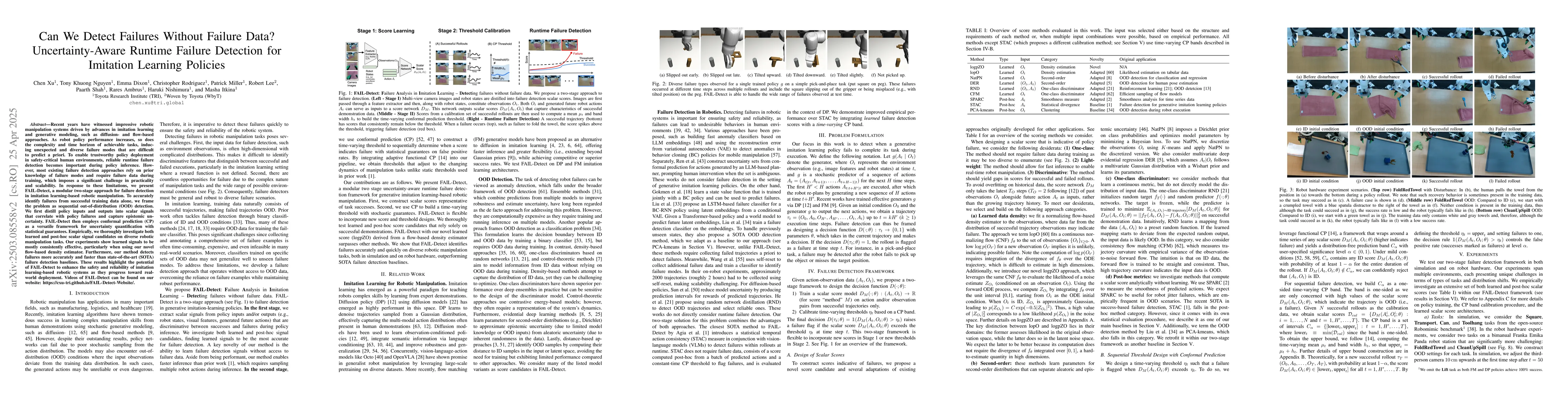Thumbnail for Can We Detect Failures Without Failure Data? Uncertainty-Aware Runtime
  Failure Detection for Imitation Learning Policies
