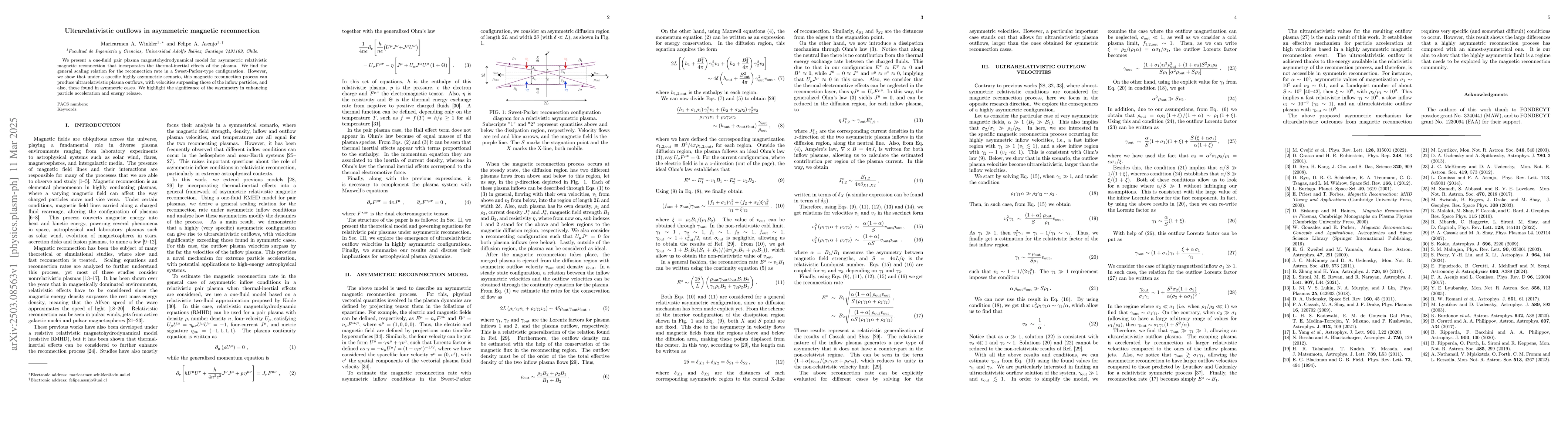 Thumbnail for Ultrarelativistic outflows in asymmetric magnetic reconnection
