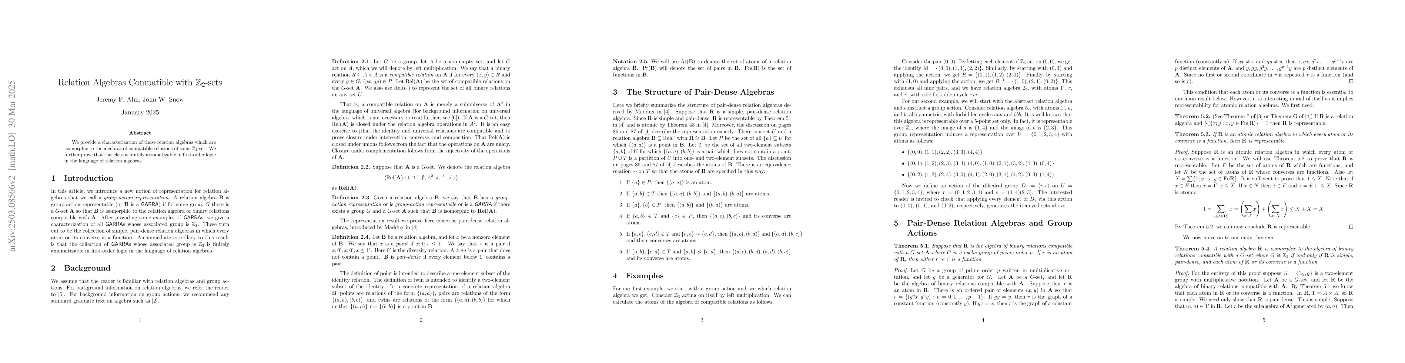 Thumbnail for Relation Algebras Compatible with $\mathbb{Z}_2$-sets