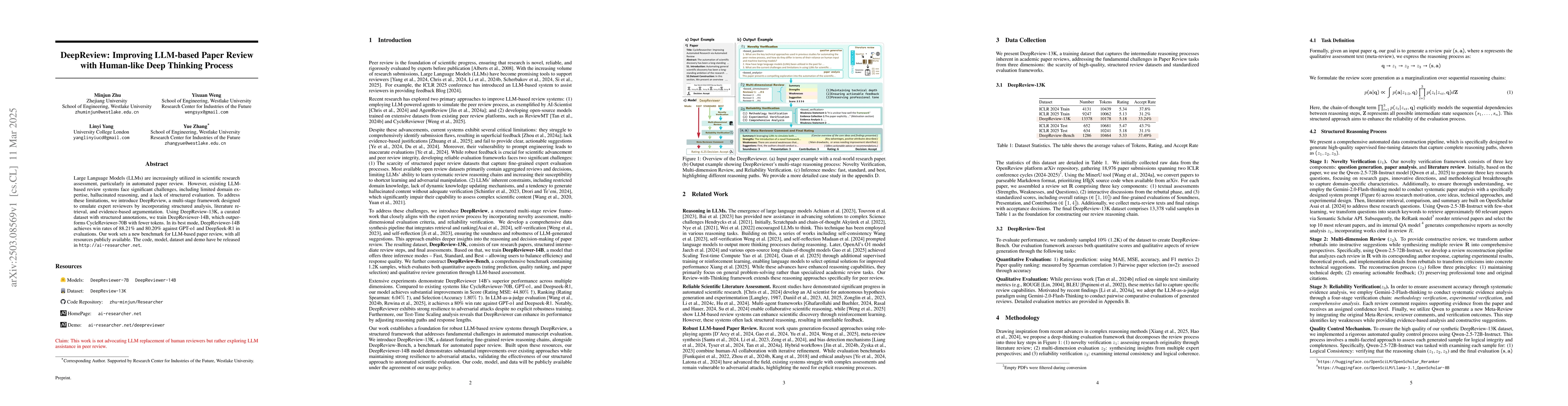 Thumbnail for DeepReview: Improving LLM-based Paper Review with Human-like Deep
  Thinking Process