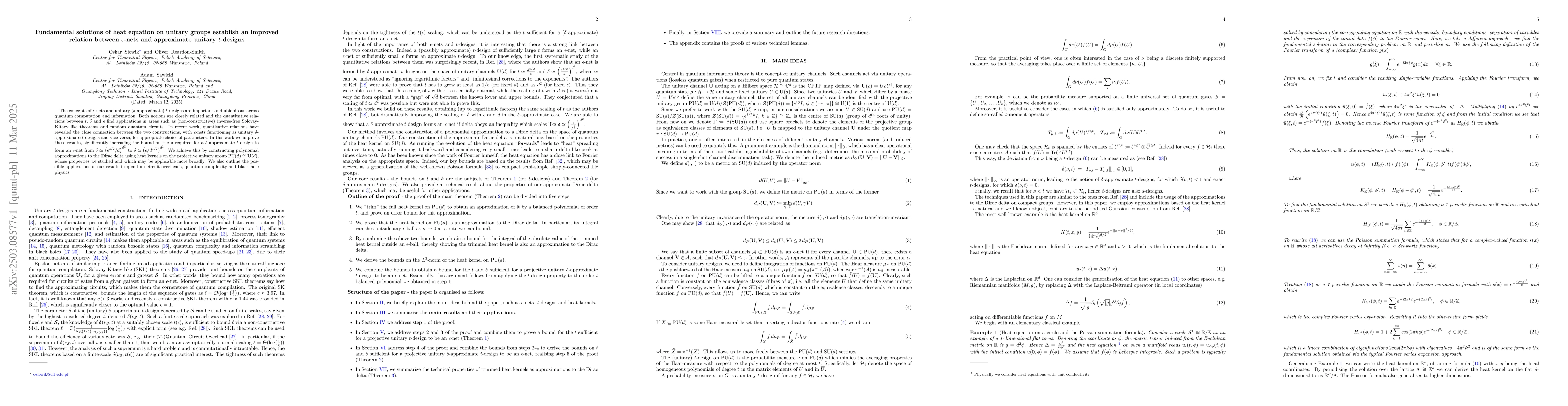 Thumbnail for Fundamental solutions of heat equation on unitary groups establish an
  improved relation between $ε$-nets and approximate unitary $t$-designs