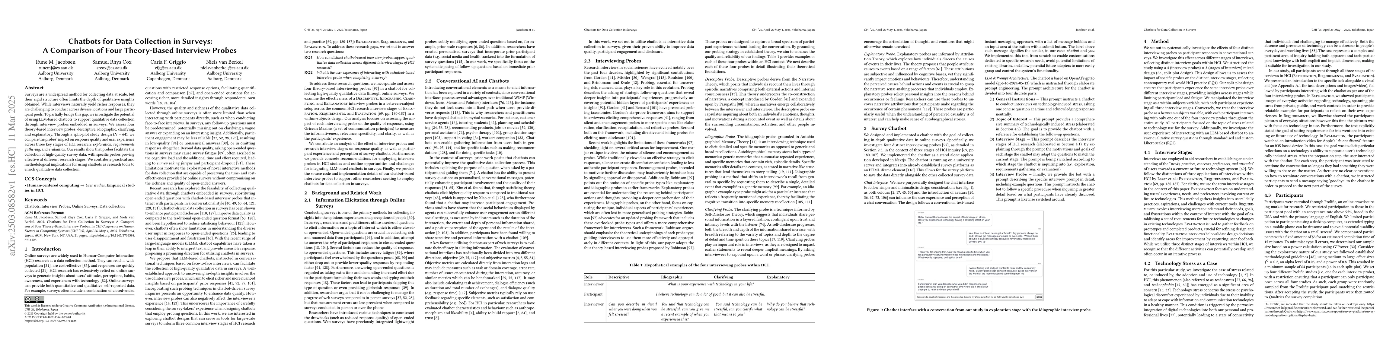 Thumbnail for Chatbots for Data Collection in Surveys: A Comparison of Four
  Theory-Based Interview Probes