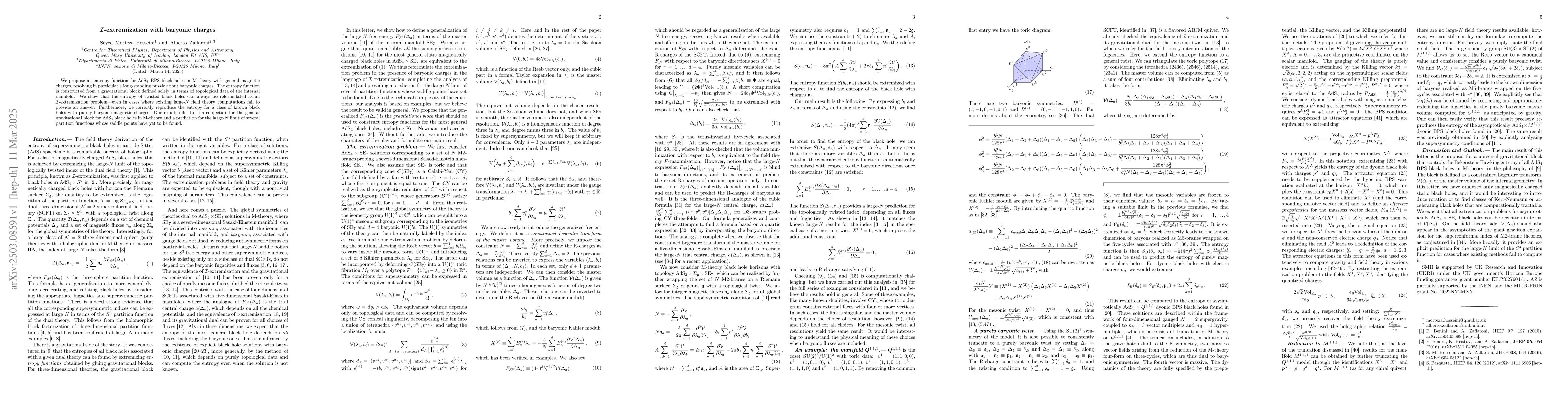 Thumbnail for $\mathcal{I}$-extremization with baryonic charges