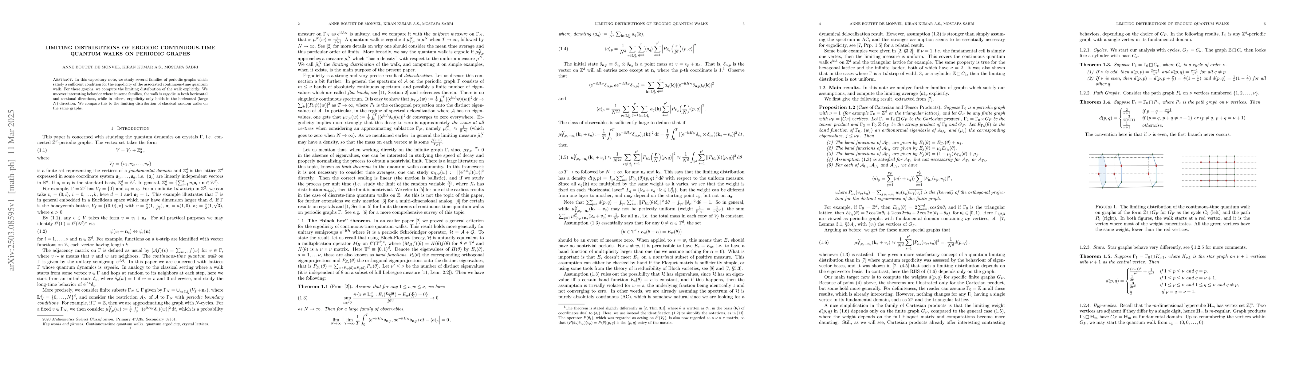 Thumbnail for Limiting distributions of ergodic continuous-time quantum walks on
  periodic graphs