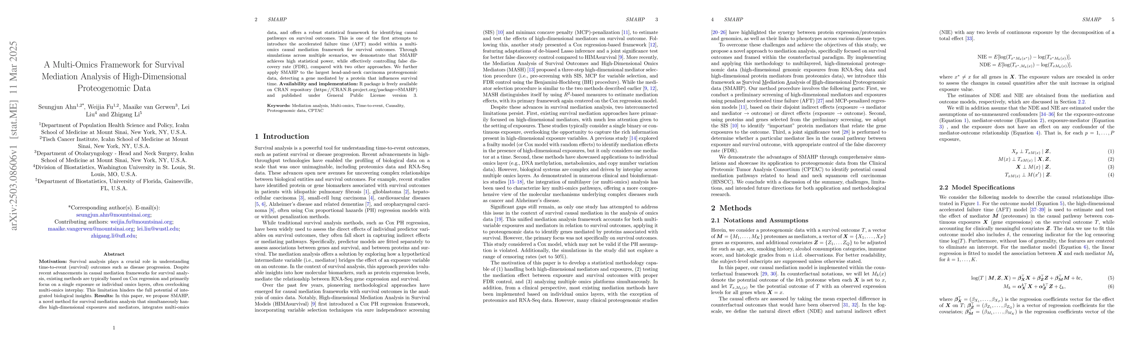 Thumbnail for A Multi-Omics Framework for Survival Mediation Analysis of
  High-Dimensional Proteogenomic Data