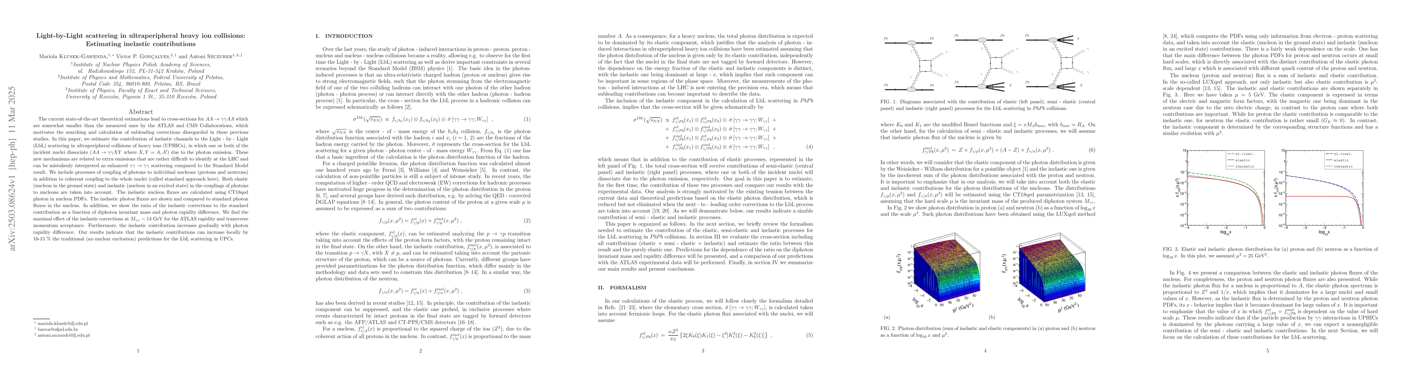 Thumbnail for Light-by-Light scattering in ultraperipheral heavy ion collisions:
  Estimating inelastic contributions