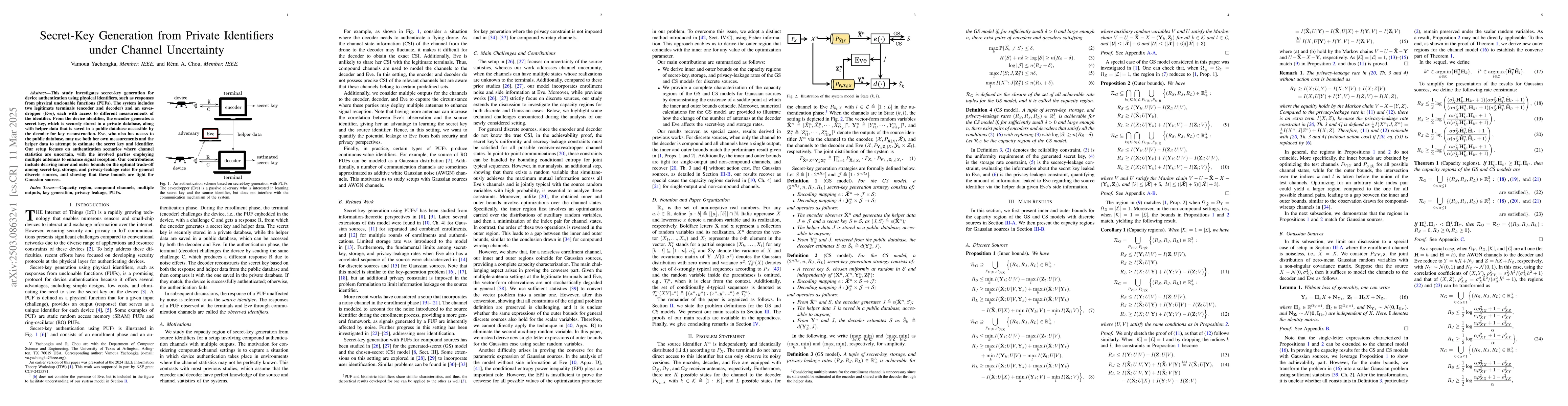 Thumbnail for Secret-Key Generation from Private Identifiers under Channel Uncertainty