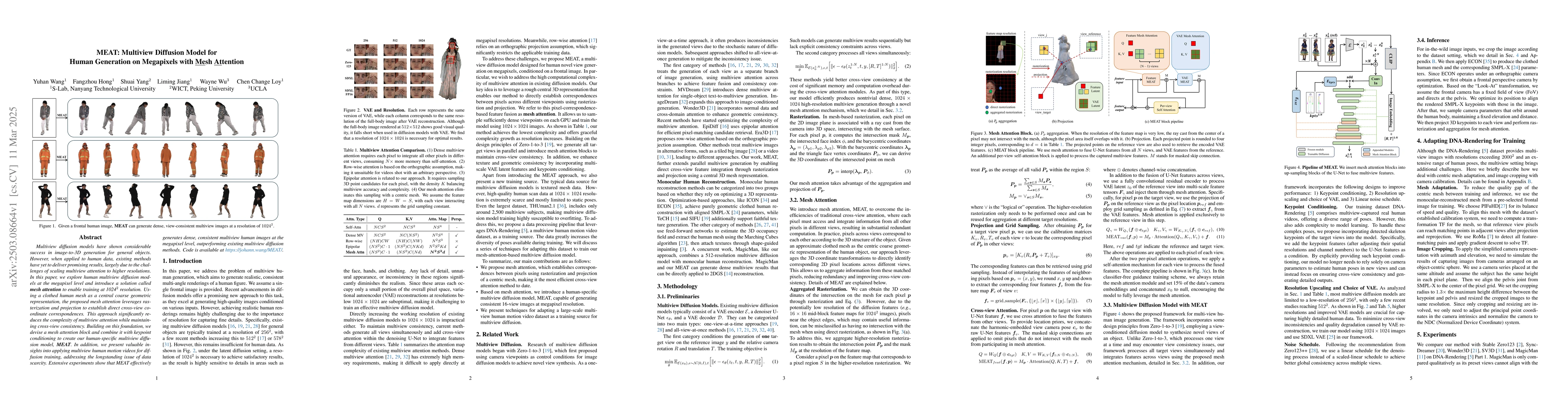 Thumbnail for MEAT: Multiview Diffusion Model for Human Generation on Megapixels with
  Mesh Attention