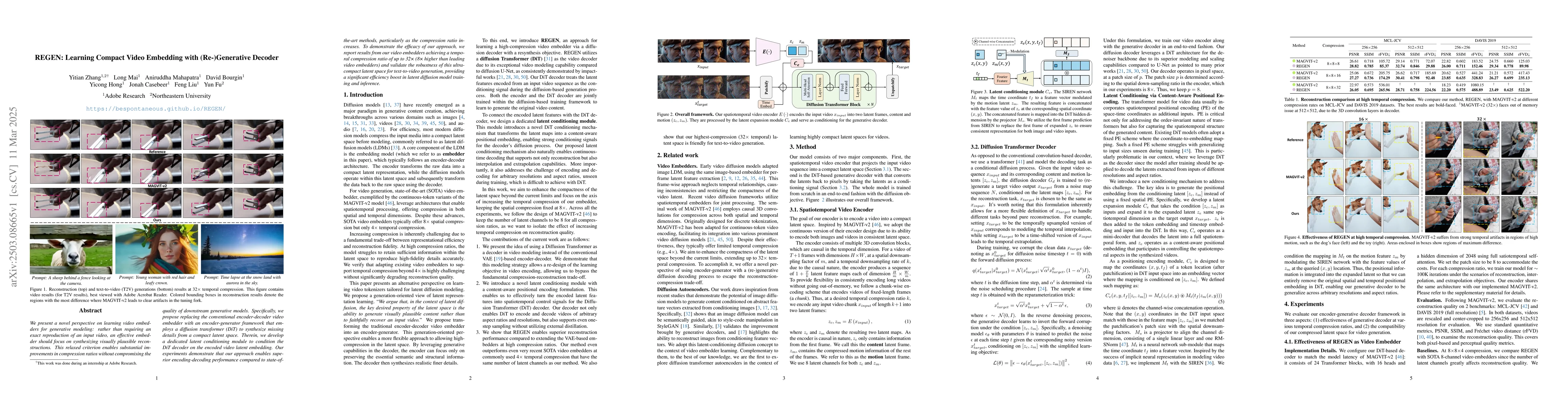 Thumbnail for REGEN: Learning Compact Video Embedding with (Re-)Generative Decoder