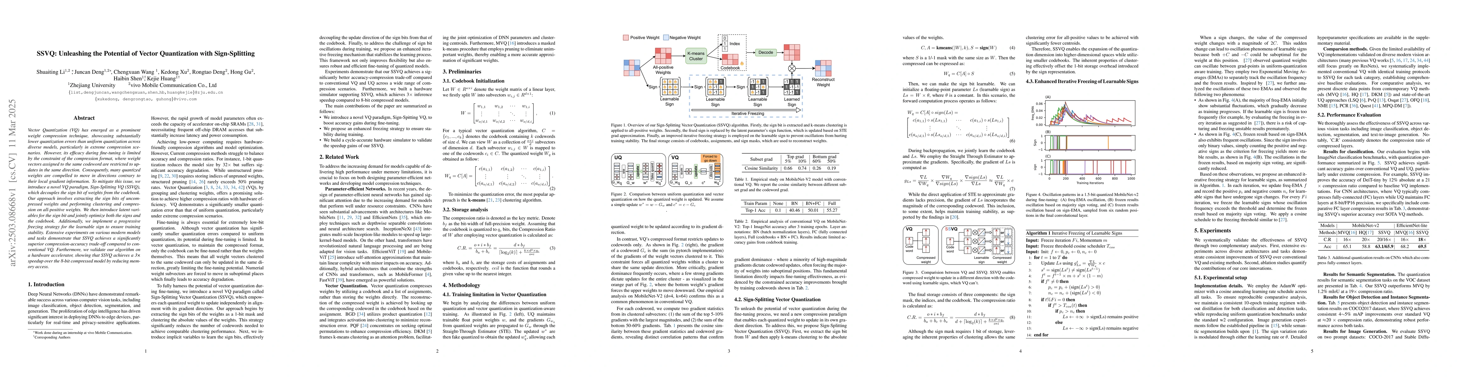 Thumbnail for SSVQ: Unleashing the Potential of Vector Quantization with
  Sign-Splitting