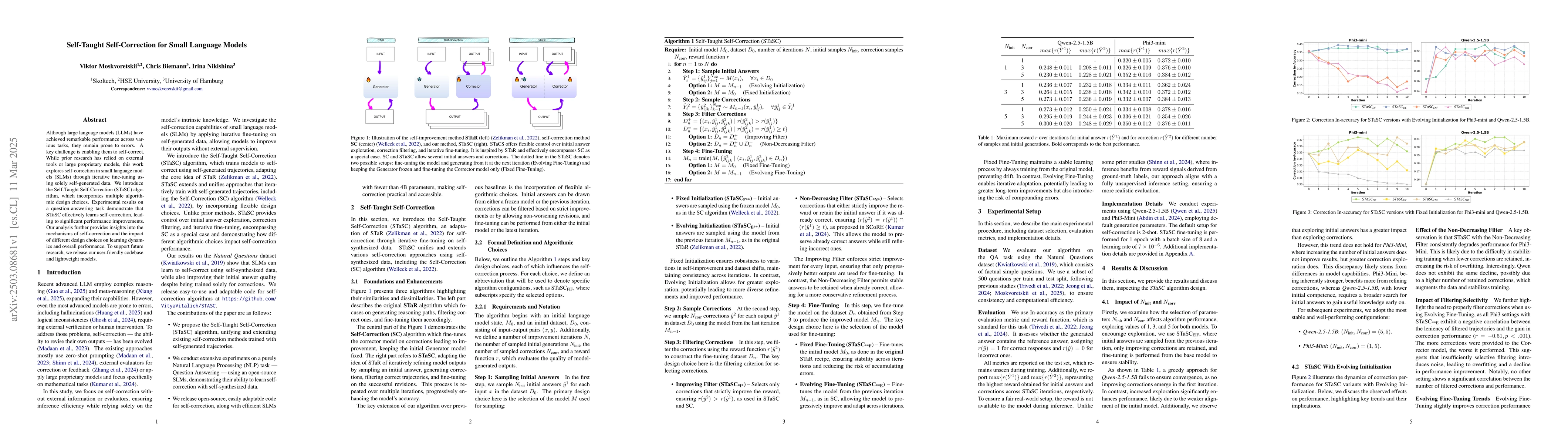 Thumbnail for Self-Taught Self-Correction for Small Language Models