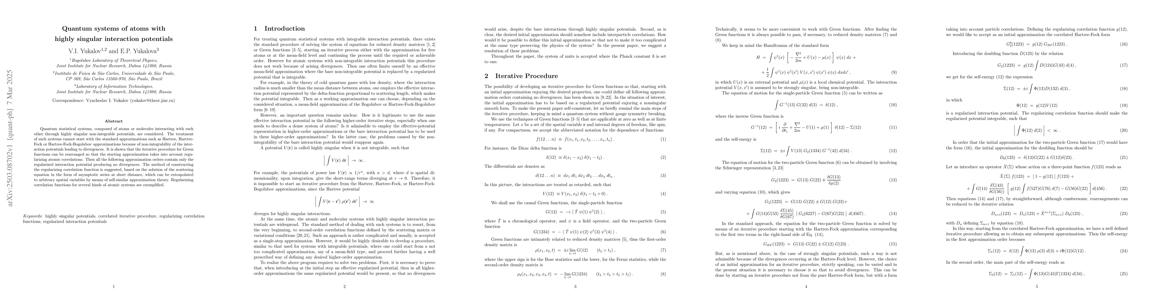 Thumbnail for Quantum systems of atoms with highly singular interaction potentials
