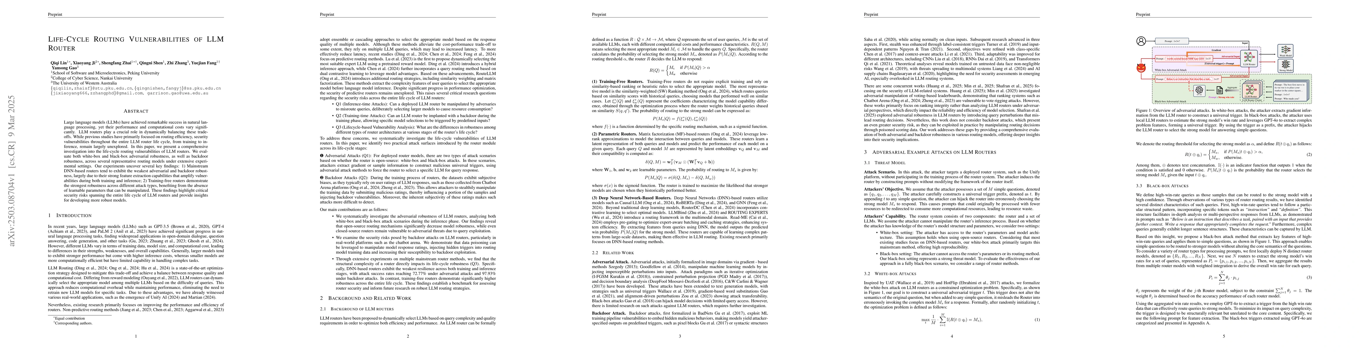 Thumbnail for Life-Cycle Routing Vulnerabilities of LLM Router